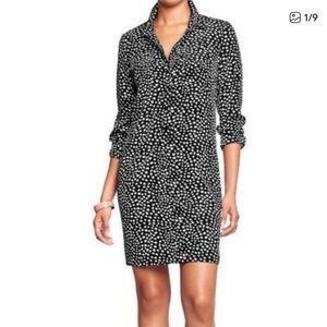 EUC Old Navy Black and White Hearts Midi Dress
